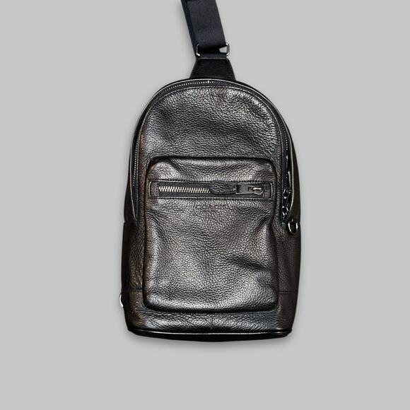 Coach West Pack Pebbled Leather Sling Bag – Black - Picture 2 of 7